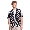 EIGHT X Cutout Relaxed Fit Short Sleeve Button Down Shirt