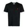 AMI PARIS LOGO EMBROIDERED T-SHIRT WHITE/ BLACK - Imagen 3