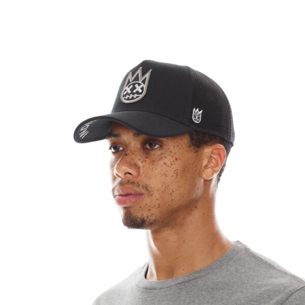 CULT OF INDIVIDUALITY CLEAN LOGO MESH BACK TRUCKER CURVED VISOR IN BLACK - Image 2