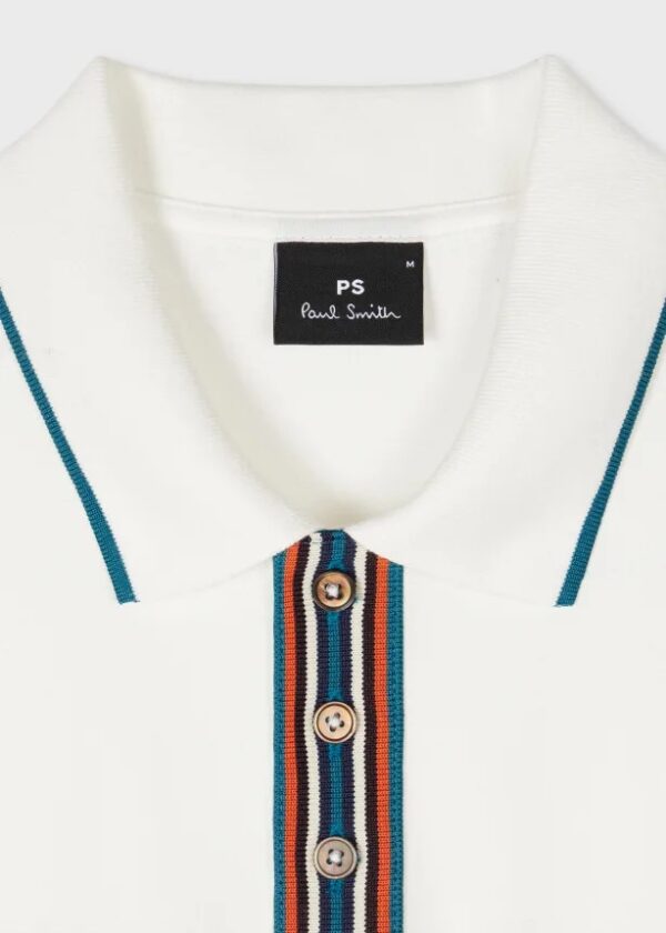 PAUL SMITH DARK GREEN/BLACK/WHITE POLO SHIRT WITH STRIPE TIPPING - Image 2