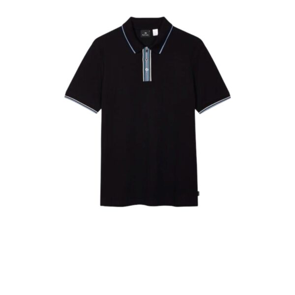 PAUL SMITH DARK GREEN/BLACK/WHITE POLO SHIRT WITH STRIPE TIPPING - Image 7