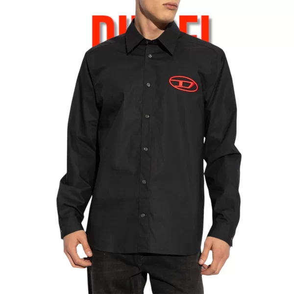 DIESEL D OVAL BOXIT FIT SHIRTS WHITE / BLACK
