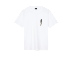 PAUL SMITH WHITE CYCLIST SILHOUETTE PRINT TSHIRT