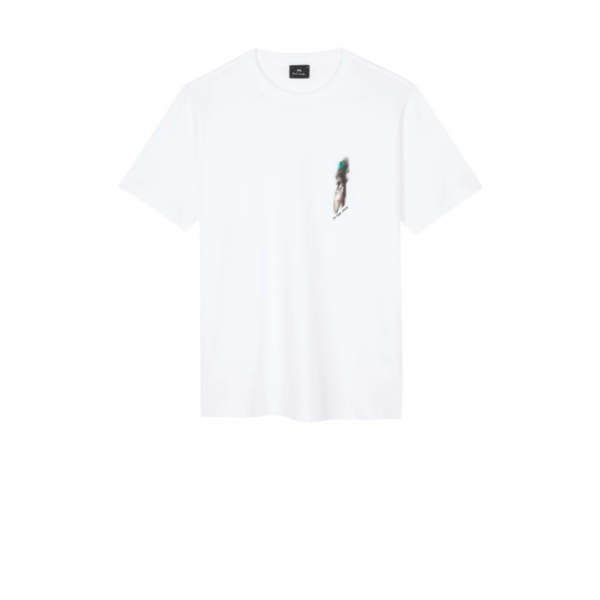 PAUL SMITH WHITE CYCLIST SILHOUETTE PRINT TSHIRT