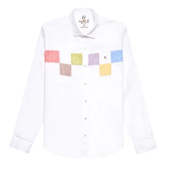 EIGHT X Minos Button Up Shirt - White/Multicolor - Imagen 3
