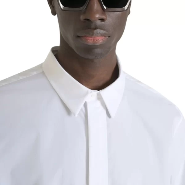 ANTONY MORATO 0 "MERIDA" REGULAR FIT COTTON POPLIN BLEND SHIRT WHITE / BLACK - Imagen 3