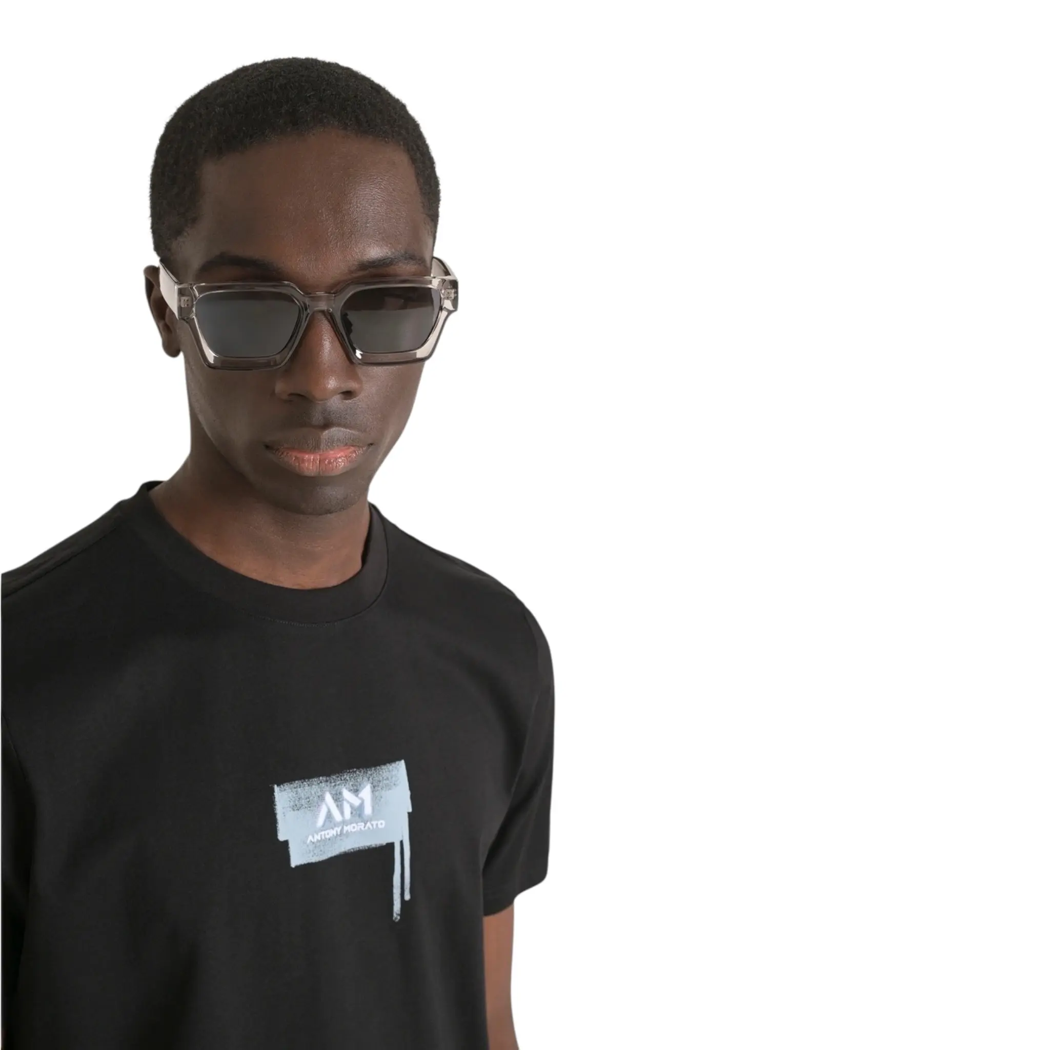 ANTONY MORATO REGULAR FIT T-SHIRT WITH LOGO WHITE / BLACK /LIGHT BLUE