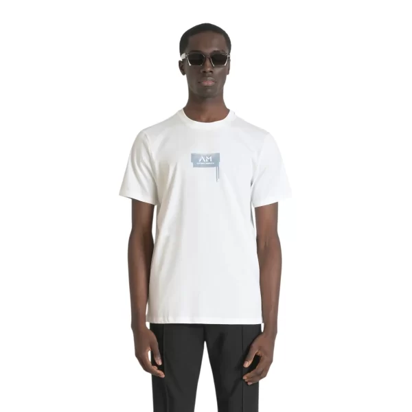 ANTONY MORATO REGULAR FIT T-SHIRT WITH LOGO WHITE / BLACK /LIGHT BLUE - Imagen 3