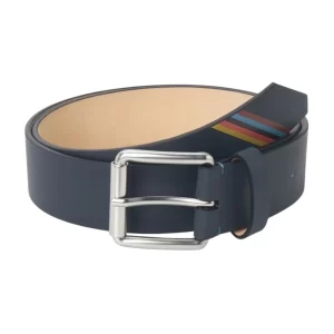 PAUL SMITH NAVY EDGE LEATHERS BELTS ARTIS STRIPE