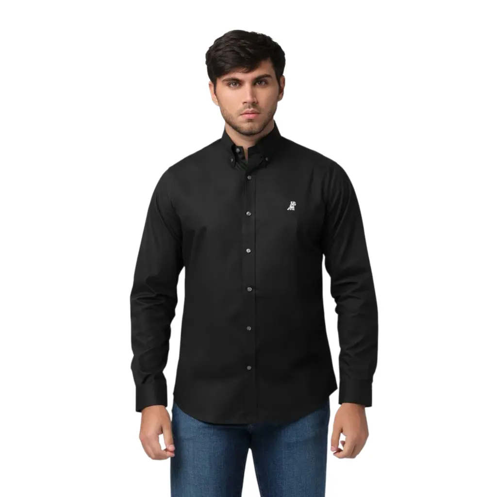 JAMES BARK SHIRTS POPLIN COTTONS  BLACK