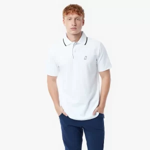 JMAES BARK Men's Stripe Collar Polo Shirt  WHITE /NAVY/BLACK