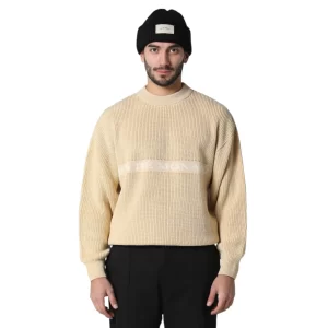 PAS D MONACO Knitted Overshirt beige / black