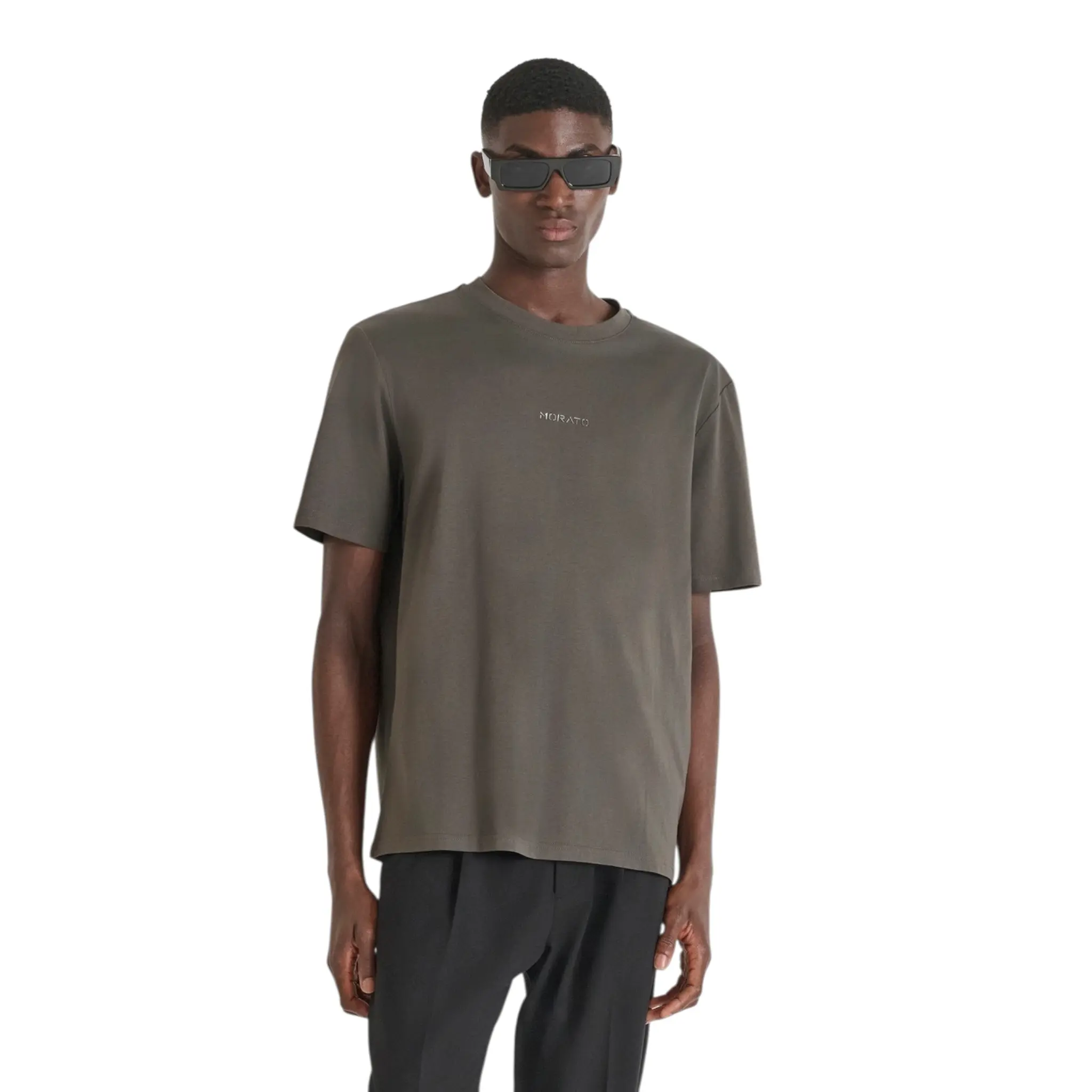 ANTONY MORATO RELAXED FIT COTTON JERSEY T-SHIRT WITH SPONGE-EFFECT PRINTED LOGO