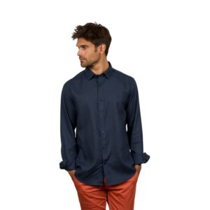 EIGTH X Essential Linen Long Sleeve Button NAVY