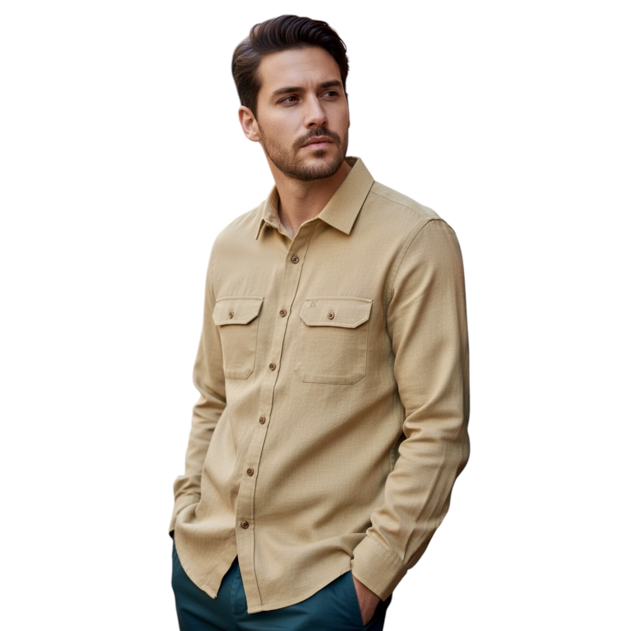EIGHT X Essential Linen Button Long Sleeve Button Down