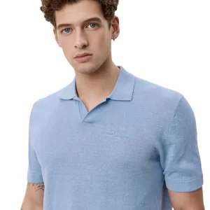 LES DEUX Signature Knit Polo GREEN / BLUE / WHITE