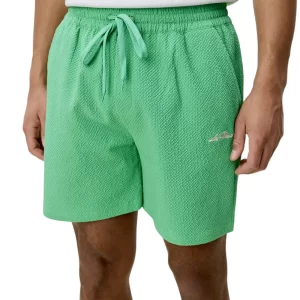 LES DEUX Seersucker Swim Shorts BLACK /GREEN